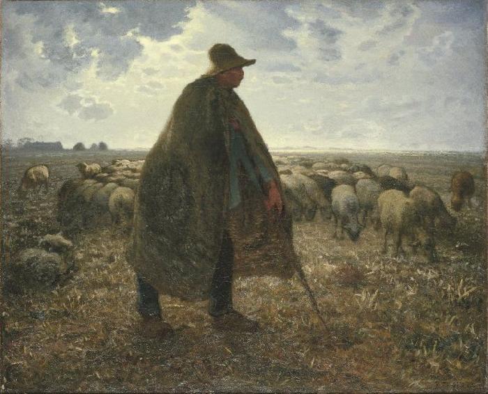 Jean Francois Millet Shepherd Tending His Flock Spain oil painting art